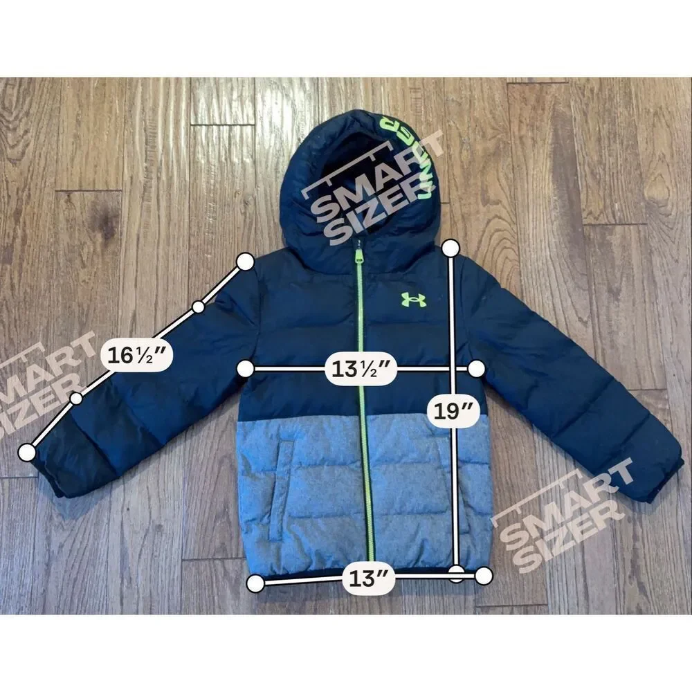 Under Armour black and grey hooded puffer jacket size 6